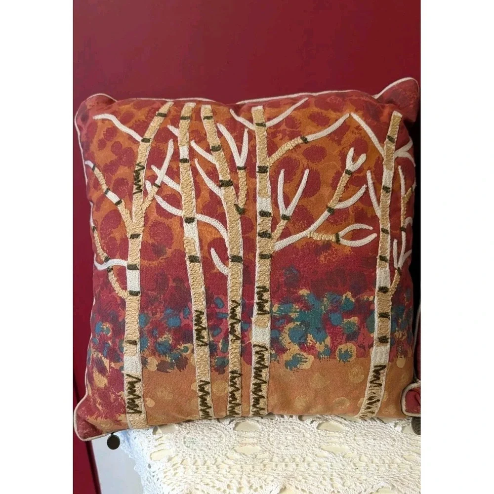 Set Of 2 Pier 1 Imports Birch Tree Embroidered Accent Throw Pillows 17